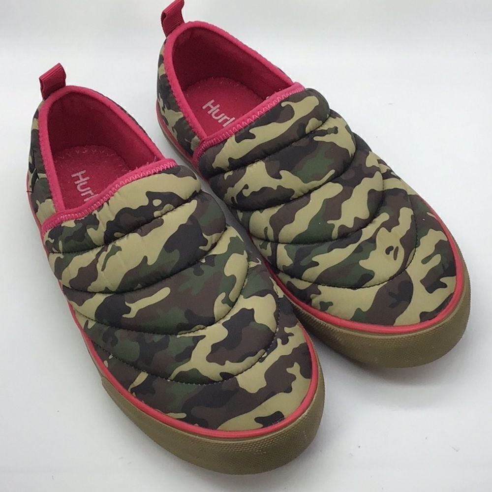 Hurley Women’s Shoes Puff Kayo Chukka Camo Tan Pink Slip On Loafer size 7.5 M